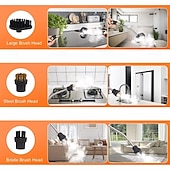 ieftine Aparate de uz casnic-Mașină de curățat cu abur portabil de mână de 1500 W, mașină de curățat cu abur sub presiune la temperatură înaltă cu capete de perie