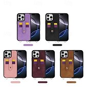 abordables Carcasas iPhone-teléfono Funda Para iPhone 16 Pro Max Plus iPhone 15 Pro Max Plus iPhone 14 13 12 Pro Max Plus iPhone 14 Pro Max iPhone 13 12 Pro Max Funda Trasera con Soporte Espejo con cordón Retro TPU Cuero de PU