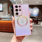 baratos Capa Samsung-telefone Capinha Para S24 S23 S22 S21 Ultra Plus S24 FE S21 FE S20 FE S25 Ultra Capa traseira Magnética Suporte para carregamento sem fio Antichoque Retro TPU Galvanização