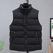 economico Gilet-Per uomo Gilet imbottito Imbottito Gilet Gilet trapuntato Giornaliero Appuntamento Da mare Di tendenza Informale Autunno inverno Tasche Poliestere Tenere al caldo Comodo Tinta unica Cerniera Con