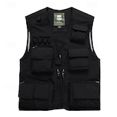 preiswerte Westen-Herren Weste für Wanderer Wander-Fleeceweste Ärmellos Weste Außen Atmungsaktiv Komfortabel Tasche Polyester Dunkelgrau Schwarz Gelb Jagd Angeln Klettern