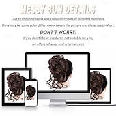 abordables Chignons-Chignon décoiffé, postiche à pince, cheveux bouclés et ondulés, faux cheveux, chignon ébouriffé, extensions de cheveux, chouchou, longue barbe, chignon, postiches pour femmes