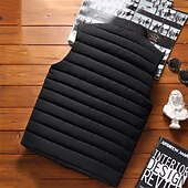 levne Pánská péřová vesta-Pánské Puffer Vesta Prošívaná vesta Denní Rande Dovolená Módní Na běžné nošení Podzim zima Kapsy Polyester Zahřívací Pohodlné Pevná barva Zip Stojáček Běžný Černá Rubínově červená Armádní zelen
