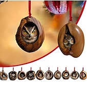 ieftine Ornamente-12 buc/set ornamente pentru pomul de Crăciun 2d acrilic decorare animale de pădure brad de Crăciun ornament cu model de animale decor sezonier pentru bradul de Crăciun