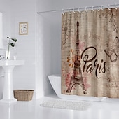 economico Tende doccia-Tenda da doccia con ganci 180cm*180cm (70&quot;*70&quot;) in poliestere lavabile impermeabile modello decorativo per bagno e vasca torre Eiffel vintage