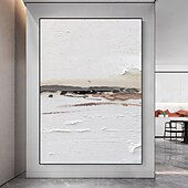 お買い得  風景画-手描きのわびさびアートワーク絵画壁アート油絵キャンバスに手作りベージュ抽象画一組ベージュテクスチャ壁アートニュートラル抽象壁アートボヘミアンウォールデコレーション
