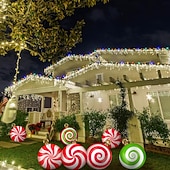 economico Decorazioni per esterni-palla gonfiabile decorata per esterni di Natale da 60 cm (23,6 pollici) enormi ornamenti di Natale grandi palline di caramelle alla menta piperita per albero cortile prato giardino portico palline gonfiabili ornamenti con pompa