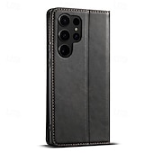 Недорогие Чехлы для Samsung-телефон Кейс для Назначение S24 S24 Ultra Plus S23 Ultra Plus S23 S22 S22 Плюс Ультра Кейс на заднюю панель со стендом Разъем для карты Защита от удара Ретро ПК Кожа PU