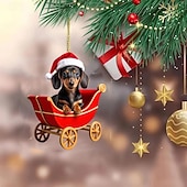 billige Ornamenter-juledachs akryl ornament - 2d bilspeil  &amp; tre sjarm, perfekt for feriehus  &amp; festdekor