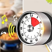 baratos Eletrodomésticos de Cozinha-Temporizador de cozinha mecânico de aço inoxidável, formato redondo, ímã, contagem regressiva de 60 minutos, relógio de cozimento, alarme, lembrete de tempo