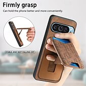 זול תיק טלפון אחר-טלפון מגן עבור Pixel 9 Pro Pixel 9 Pro XL Pixel 8 Pro Pixel 8 פיקסל 9 Pixel 7 Pixel 7 Pro Pixel 6 Pixel 6 Pro כיסוי אחורי עם מעמד חריץ לכרטיס עמיד בזעזועים רטרו TPU PC עור PU