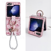 preiswerte Samsung-Handyhülle-Handy Hülle Handyhüllen Für Samsung Galaxy Z Flip 6 Z Flip 5 Z Flip 4 Z Flip 3 Rückseite mit Handschlaufe Stoßresistent Retro PC PU-Leder
