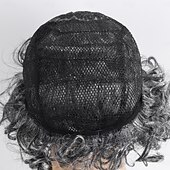 お買い得  パーティーウィッグ-人工毛ウィッグ カール バング付き 機械製 かつら ショート グレイ 合成 男性用 グレイ