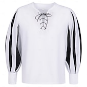 economico Cime-Retrò Vintage Punk &amp; Gotico Medievale Blusa / Camicia Mascherata Tunica Fiera del Ren Cavaliere Vichingo Crociato Con Volant Blocco di colori Per uomo Celtico Costumi da pirata Carnevale Mascherata