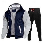 cheap Basic Tracksuits-Men's Tracksuit Sweatsuit Black Red Navy Blue Light Grey Dark Gray Hooded Color Block Drawstring 2 Piece Streetwear Cool Spring Fall Clothing Apparel Hoodies Sweatshirts