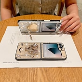 お買い得  サムスン用ケース-電話 ケース 用途 Zフリップ6 Z Flip 5 Z Flip 4 Z Flip 3 バックカバー スタンド付き リストストラップ付き 耐衝撃 レトロ風 TPU PC