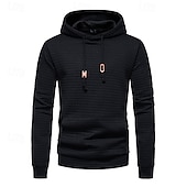 economico felpe con cappuccio da uomo di base-Per uomo Felpa a nido d&#039;ape Maglione Nero Bianco Giallo Grigio chiaro Grigio scuro Con cappuccio Liscio Tasche Ufficio Sportivo Informale Attivo Vintage Fantastico Primavera Autunno Abbigliamento