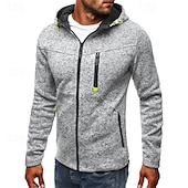 economico felpe con cappuccio da uomo di base-Per uomo Felpa con cappuccio e zip Felpa con cappuccio a zip intera Felpa con cappuccio in pile Nero Blu Grigio chiaro Con cappuccio Liscio Zip Up Tasche Sportivo Giornaliero Per eventi Poliestere