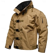 cheap Men&#039;s Jackets &amp; Coats-Men&#039;s Military Jacket Hiking Jacket Tactical Jacket Sports Outdoor Camping &amp; Hiking Waterproof Windbreaker Zipper Pocket Winter Spring &amp;  Fall Solid Color Active Sports &amp; Outdoors Hooded Regular