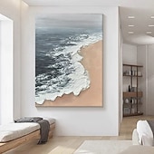 cheap Landscape Paintings-Mintura Handmade Beach Scenery Oil Paintings On Canvas Modern Wall Art Room Decoration Abstract Picture For Home Decor Rolled Frameless Unstretched Painting