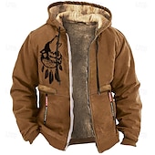 abordables Sudaderas de Caza-Hombre Lobo Vellón Sudaderas Manga Larga Sudaderas Con Capucha Diario Caza Otoño Invierno Negro Azul Piscina Marrón Ropa Diseñador Impresión gráfica S M L XL XXL XXXL