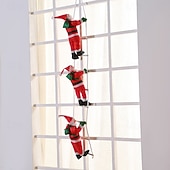 cheap Tree Accessories-Christmas Climbing Santa Claus Ladder and Rope Hanging Ornament – Inflatable and Plush Santa for Christmas Tree, Hotel, and Mall Holiday Decorations