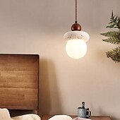 abordables Suspension-Lampe suspendue en verre wabi-sabi, lustre circulaire en pierre de grotte jaune, lampe suspendue de plafond en bois massif de style chinois, 110-240 V