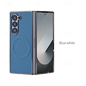 お買い得  サムスン用ケース-電話 ケース 用途 Zフォールド6 Z Fold 5 Z Fold 4 Z Fold 3 バックカバー スタンド付き 磁石バックル ワイヤレス充電をサポート レトロ風 カーボンファイバー 仕上げ