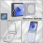 cheap Samsung Cases-Phone Case For Z Flip 6 Z Flip 5 Z Flip 4 Z Flip 3 Back Cover Magnetic Support Wireless Charging Shockproof Retro TPU Silicone