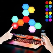 cheap Smart Lights-LED Smart Light Hexagonal LED Remote Control Wall Light, Modular Touch Color DIY Lighting for Bedroom, Bathroom, Living Room, Parties and Holidays 6-10 Piece Set