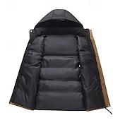 preiswerte Men&#039;s Vest-Herren Puffer Weste Kapuzenweste Gepolstert Weste Steppweste Täglich Verabredung Urlaub Modisch Brautkleider schlicht Herbst Winter Tasche Abnehmbare Kapuze Polyester warm halten Komfortabel Farbblock