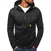 economico felpe con cappuccio da uomo di base-Per uomo Felpa con cappuccio e zip Felpa con cappuccio a zip intera Felpa con cappuccio in pile Nero Blu Grigio chiaro Con cappuccio Liscio Zip Up Tasche Sportivo Giornaliero Per eventi Poliestere