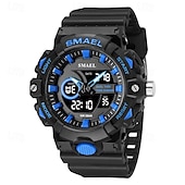 abordables Relojes digitales-Reloj electrónico de cuarzo Smael de nueva moda para hombre, con decoración deportiva y de ocio, luz nocturna, resistente al agua, calendario, pantalla semanal, reloj despertador para hombre