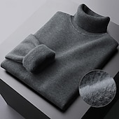 preiswerte Herrenpullover-Herren Pullover Strickpullover Gerippt Grobstricken Stricken Standard Strick Glatt Rollkragen Modisch Brautkleider schlicht Freizeitskleidung Verabredung Bekleidung Herbst Winter Kamel Schwarz M L XL