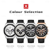 baratos Relógios Quartz-OLEVS 9911 Relógios Masculinos com Pulseira de Silicone à Prova d&#039;Água Cronógrafo Fase da Lua Relógio Masculino Luxuoso Multifuncional