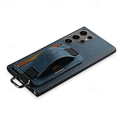 זול מארז סמסונג-טלפון מגן עבור S24 Ultra Plus S23 Ultra Plus S22 Plus Ultra S25 Ultra כיסוי אחורי עם מעמד עם רצועת יד חריץ לכרטיס רטרו TPU PC עור PU