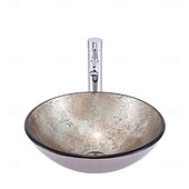 economico Lavabi da appoggio-lavandino da appoggio per il bagno con rubinetto e scarico, lavabo combinato con tubo di scarico, lavabo da appoggio per il bagno, lavabo in vetro temperato, lavabo da appoggio, lavabo da appoggio