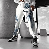 abordables Survêtements de sport-Homme Joggings Pantalon Jogging Impression 3D Loup Toute la longueur Soirée Extérieur du quotidien mode Décontractées Blanche Micro-élastique