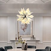 abordables Lámparas de araña-Lámpara colgante de lujo moderna para comedor, lámpara colgante de cerámica blanca para dormitorio, lámparas decorativas LED 110-240 V