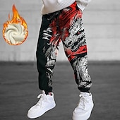 economico Pantaloni della tuta-Per uomo Drago Pantaloni della tuta in pile Vita elastica con coulisse Informale Scuro Esterno Interni Abiti da sera per feste Tasche Termale Inverno Stampa 3D Rosso
