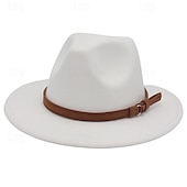 olcso Fedora kalap-Férfi Kentucky Derby Hat Szalmakalap Cowboy kalap Fedora Trilby kalap Fekete Fehér Gyapjú Régies stílus Divat 18. század Texas állam Napi Témakör Egyszínű / Sima szín Fényvédő Szerepjáték