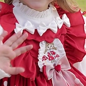 billiga Avslappnade klänningar-Barn Flickor Klänning Färgblock Långärmad Prestanda Fest Lappverk Förtjusande Dagligen Polyester Midi Vardagsklänning Vår Höst 4 år + Rubinrött