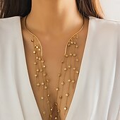 abordables Collier pour femme-Collier ras du cou en cascade d&#039;étoiles dorées pour femme avec élégantes chaînes à franges – bijoux tendance pour les occasions spéciales
