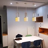 economico Luci a sospensione-lampada a sospensione in metallo lampada a sospensione moderna di metà secolo luci a sospensione in ferro bianco con strato design fienile lampadario nordico vintage per sala da pranzo 110-240v 21cm