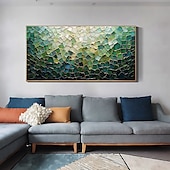 cheap Still Life Paintings-Handmade Original Nordic Minimalism Oil Painting On Canvas Contemporary Abstract Green Impasto Texture Wall Art for Home Decor With Stretched Frame/Without Inner Frame Painting