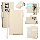 cheap Samsung Cases-Phone Case For S24 S24 Ultra Plus S23 S22 S21 S20 Ultra Plus FE Wallet Case with Stand Holder Magnetic with Lanyard Retro TPU PU Leather