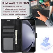 お買い得  サムスン用ケース-電話 ケース 用途 Zフォールド6 Z Fold 5 Z Fold 4 Z Fold 3 バックカバー スタンド付き リストストラップ付き カード挿入口 レトロ風 TPU PUレザー