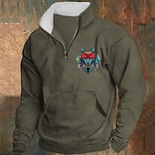 abordables Sudaderas Básicas_-Hombre Sudadera Sudadera Con Capucha Sudadera con un cuarto de cremallera Negro Verde Ejército Rojo Azul Marino Caqui Media cremallera Graphic Estampado Estampado Cremallera de un cuarto Navidad