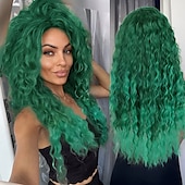 abordables Perruques Synthétiques Sans Bonnet-perruque longue bouclée ondulée perruque de remplacement de cheveux synthétiques duveteux ombré naturel avec ligne de cheveux libre pour costume cosplay fête perruques de fête de Noël adaptées