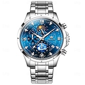 voordelige Quartz-horloges-olevs 9807 herenhorloge modetrend multifunctioneel origineel sterrenhemel waterdicht maanfase horloge luxe merk heren quartzhorloge